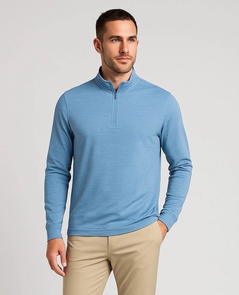 Travis Mathew Quarter Zip Sweatshirt Mens Small Blue The Heater Golf Performance